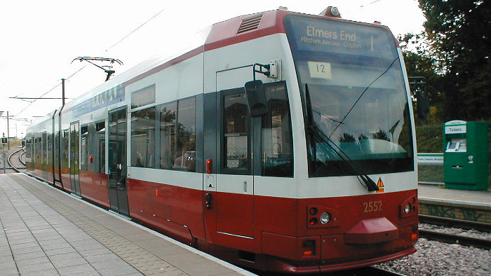 Croydon tram at Mitcham
                  Junction