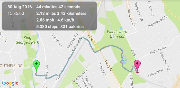 walk 1 - work to Wandsworth
                  Common station