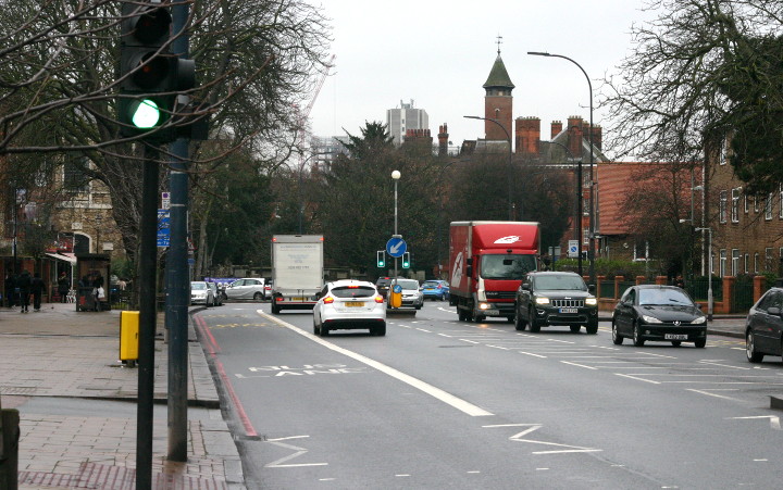 Outside Lewisham Hospital looking north