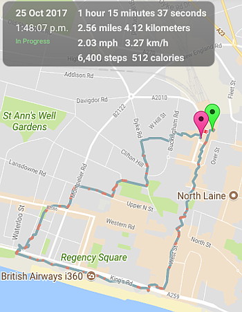 The route I took in Brighton