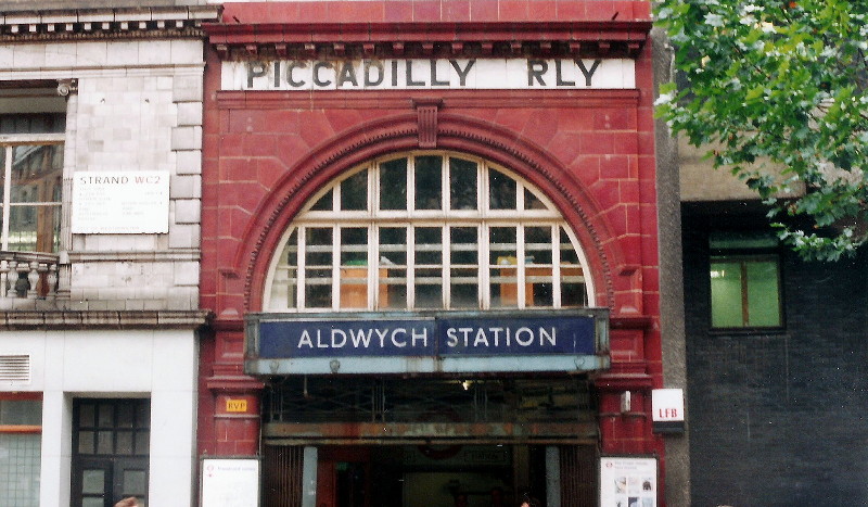 front entrance of
                      Aldwych tube station