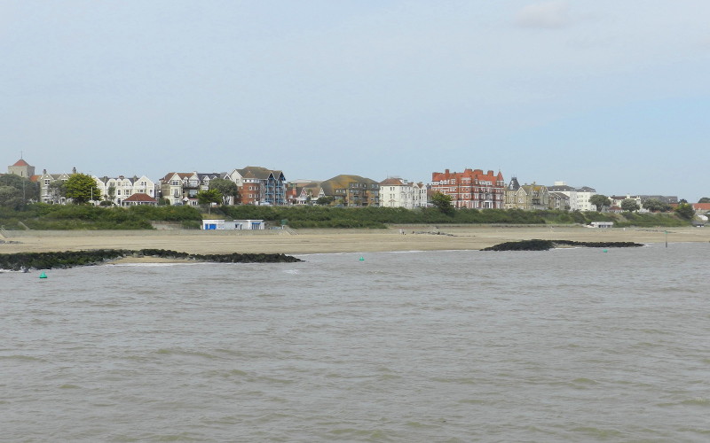 view from the pier of
                        the beach