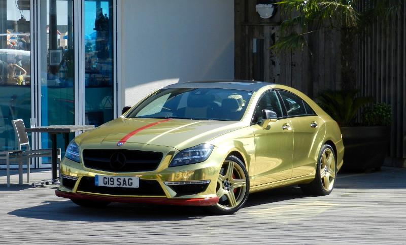 a gold car