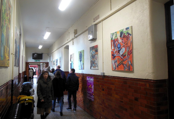 A typical Victorian
                        built school corridor with modern trappings