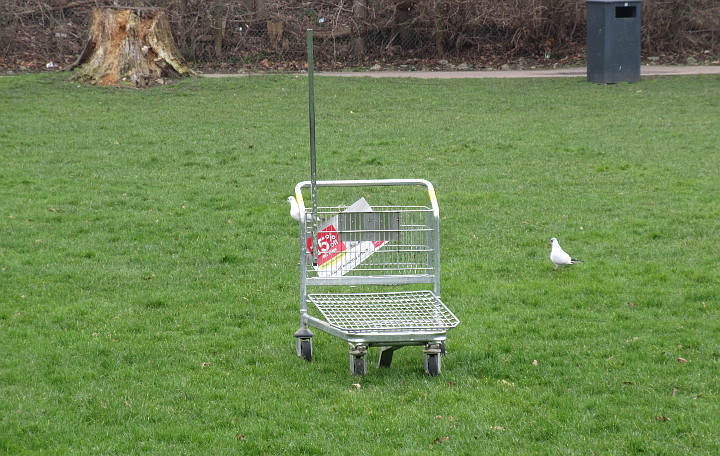 abandoned trolly on
                        the playing field