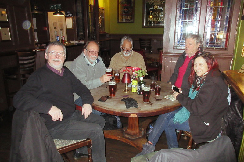 The Thursday evening
                          drinking club minus Andy who arrived late