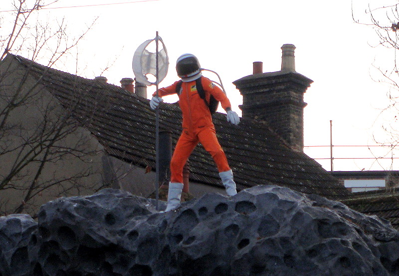 A spaceman waving his
                        underpants