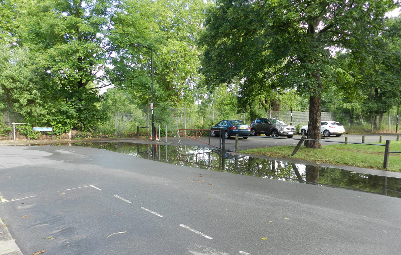 new moat outside the
                      park entrance