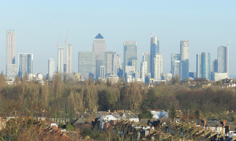 View from the top of
                      Blythe Hill Fields