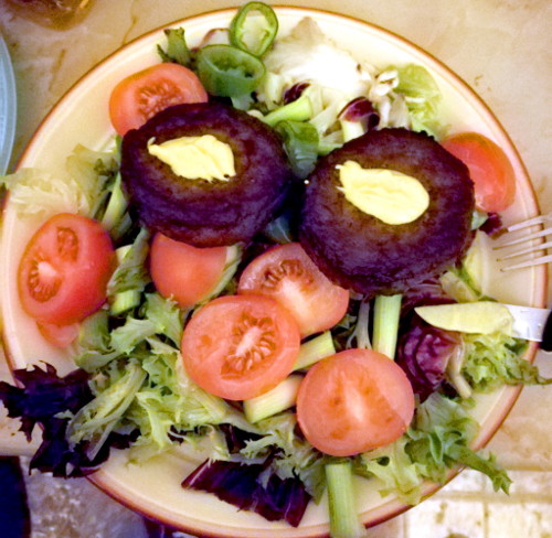 burgers and salad