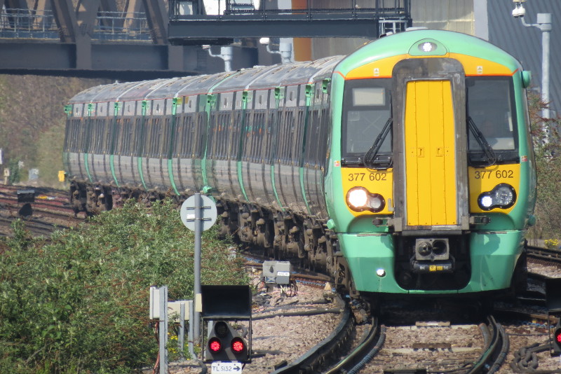 Southern train approaching New Cross Gate