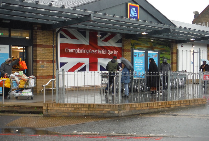 small queue
                                  outside Aldi