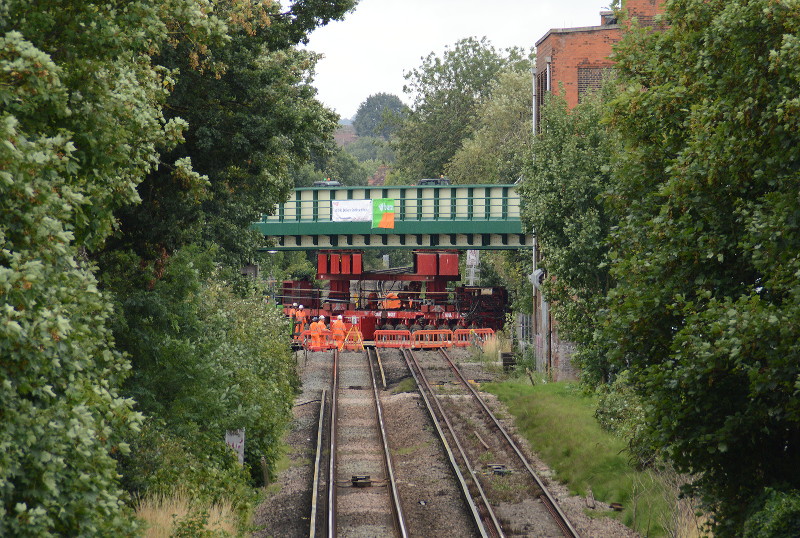 bridge seen down
                              the line from the road bridge