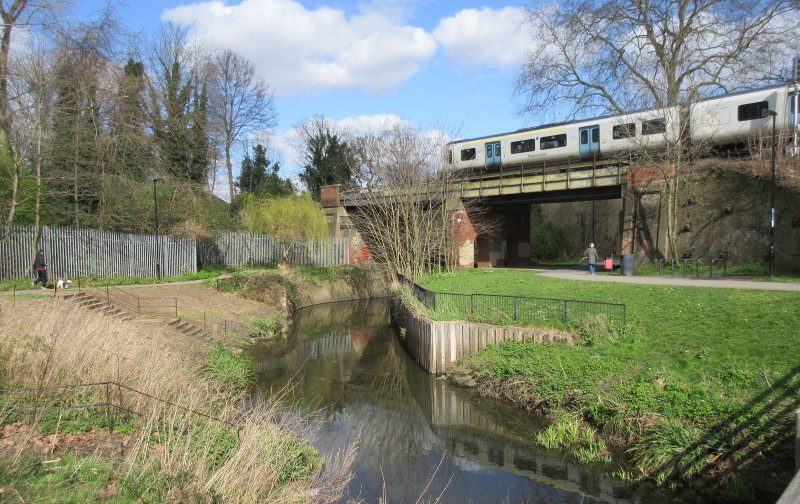 a placid scene with
                          train