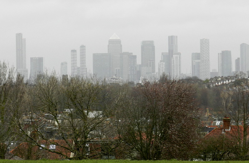 murky view
                                    from the top of Blythe Hill Fields