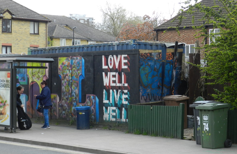 painted
                                      hoarding in Ladywell village