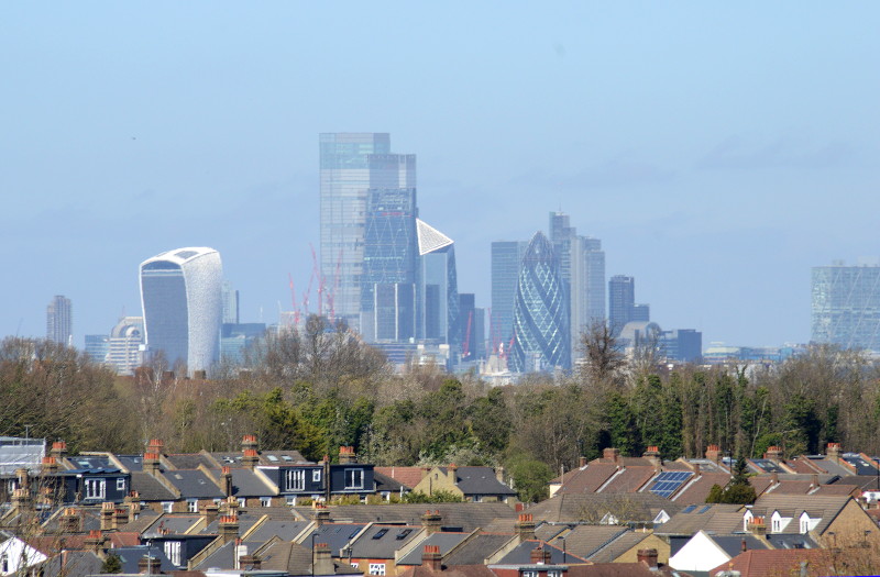 A misty
                                      view towards the city of London