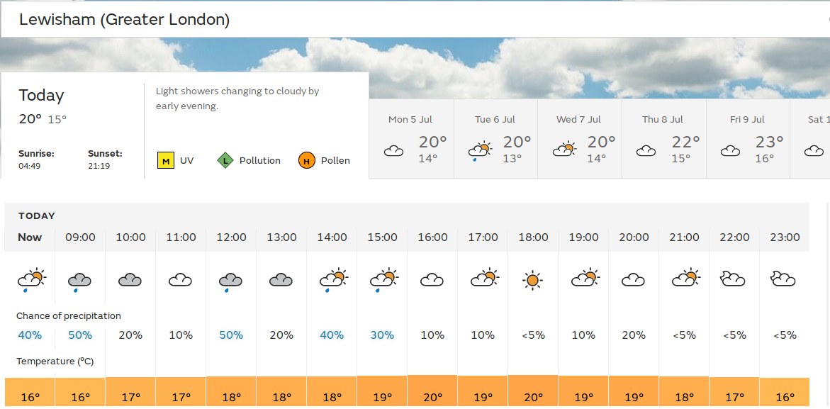 English summer - grey skies and rain