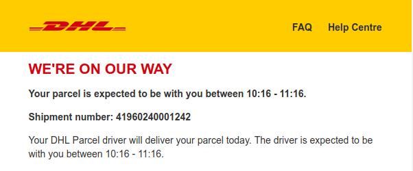 message
                                      from DHL