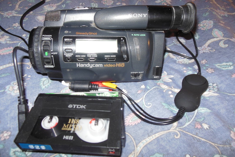 Hi8 camcorder
                              and digitiser dongle