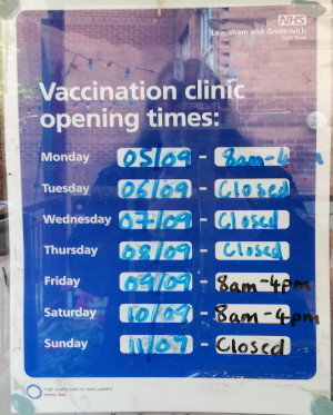 opening times of vaccination centre