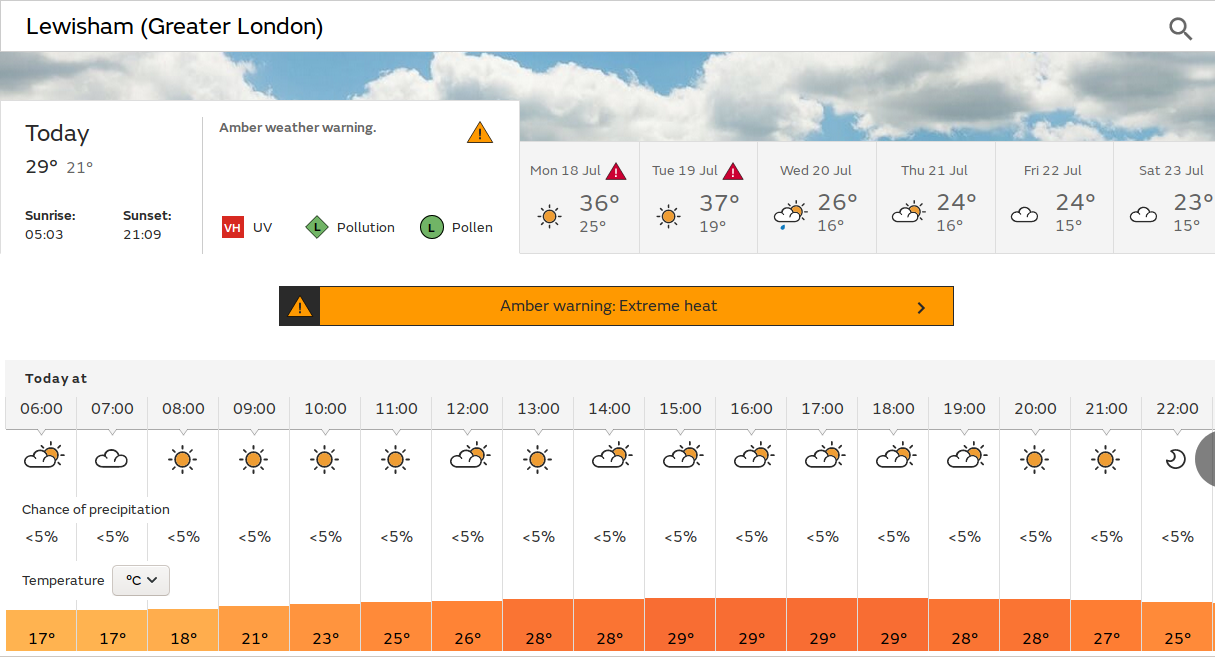 amber
                              warning for hot weather