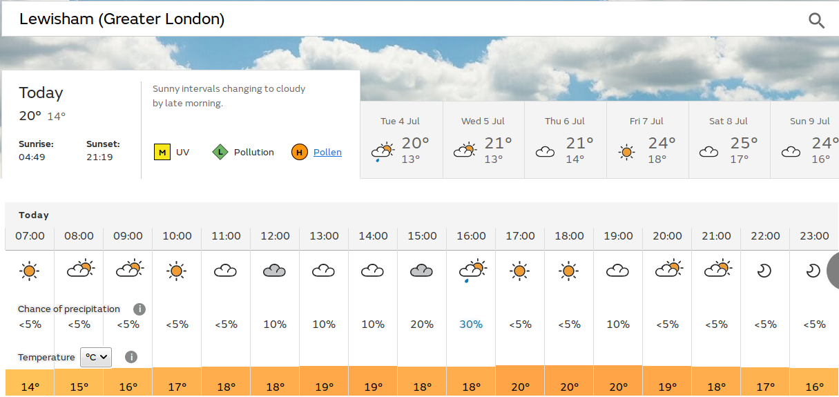 mostly bright vbut
                          with a chance of rain late in the afternoon