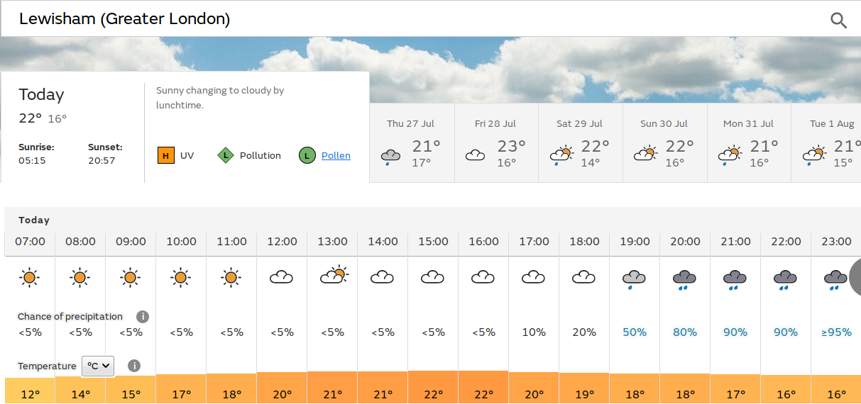 sunny
                                    morning, rainy evening