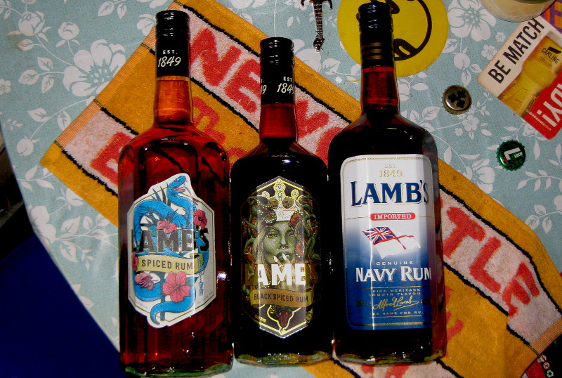 three
                                      bottles of rum